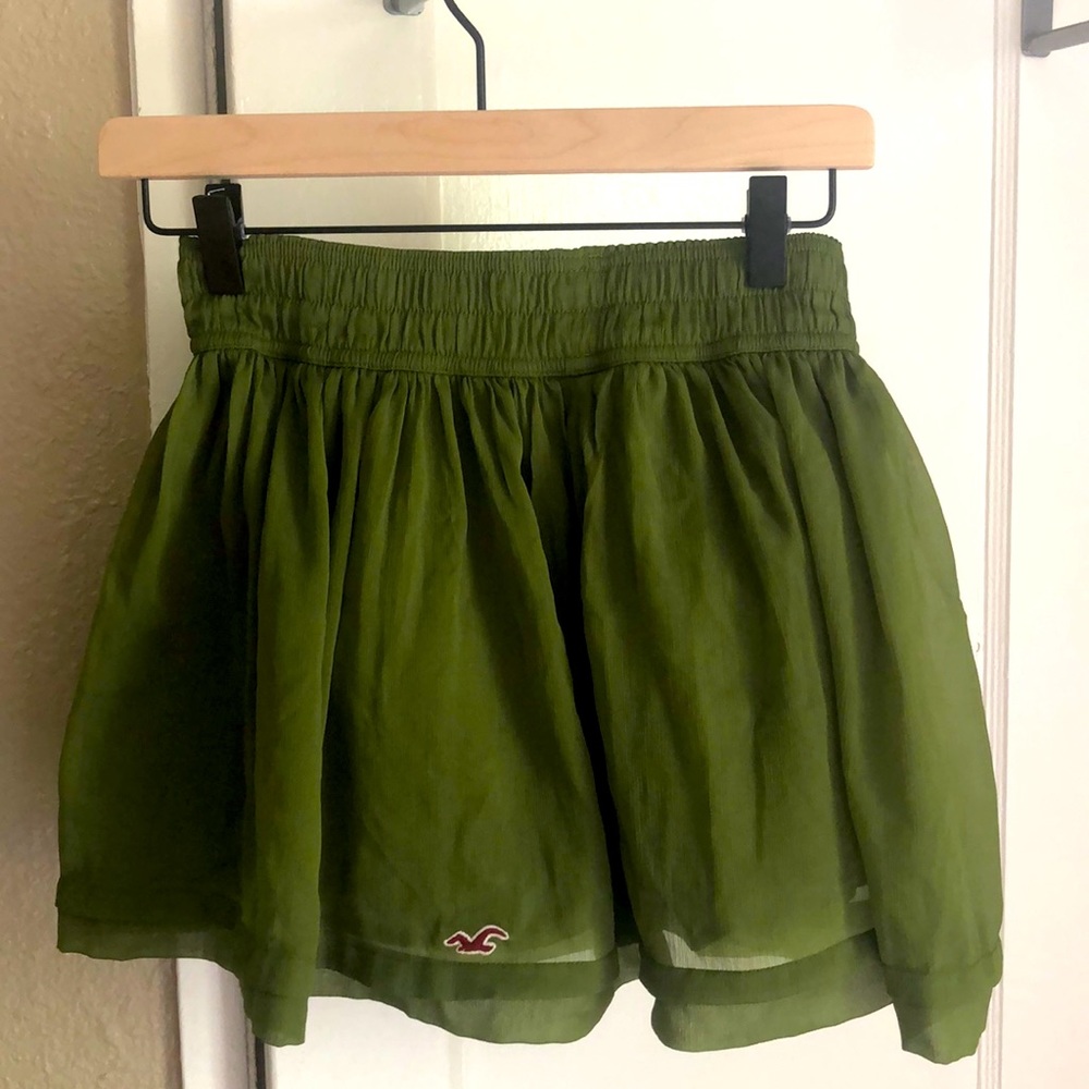 Green mini skirt